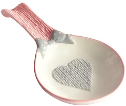 STOBAZA Soporte para Cuchara de Cerámica Rosa, Reposacucharas Compacto Resistente al Desgaste para Utensilios de Cocina, Portacucharas Decorativo Adecuado para Mesa y Comedor, Uso