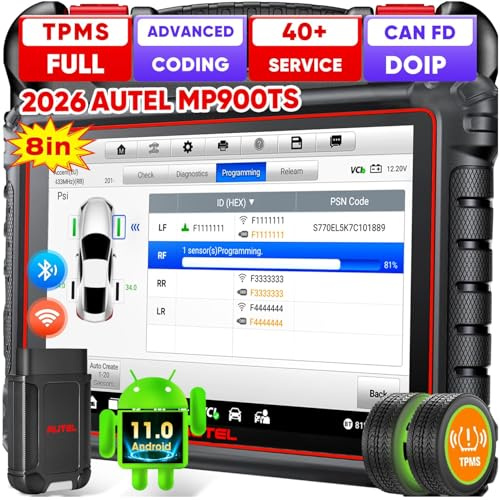 Autel Scanner MaxiPRO MP900TS, ECU Coding, 3000+ Bidirectional, 40+ Service | 2026 8in MP900TS Top TPMS Scan Tool as MS906 Pro-TS, All System, CAN FD&DOIP, Up of MS906 PRO MS906TS MP900BT MK900TS