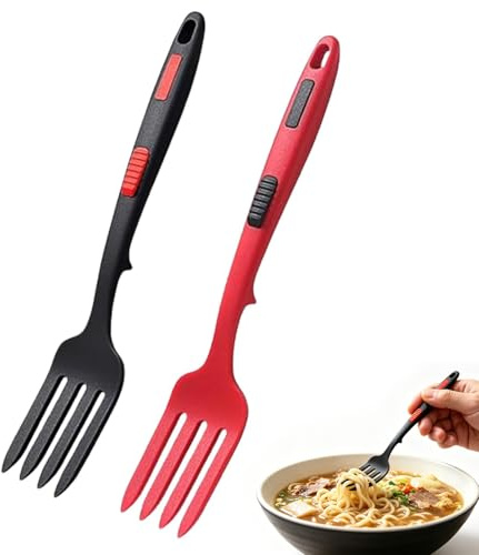 Forchetta di miscelazione in silicone, 2 pezzi, 29,5 x 5,1 cm, forchette da cucina multifunzionali, forchetta per spaghetti utensili da cucina, resistente al calore e antiaderente