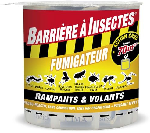 BARRIERE A INSECTES Fumigène hydro réactif contre les insectes volants et rampants, 10 g, BARSMOKE10, Jaune