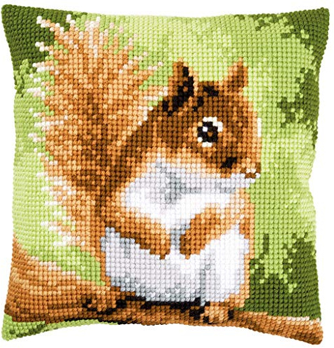 VERVACO Kit Cuscino Punto Croce SCOIATTOLO Set Ricamo Principianti Cuscini Gobelin Decorativi ca. 40 x 40 cm Accessori Per Lavoretti Creativi DIY Casa Decor Hobby Adulti Cross Stitch