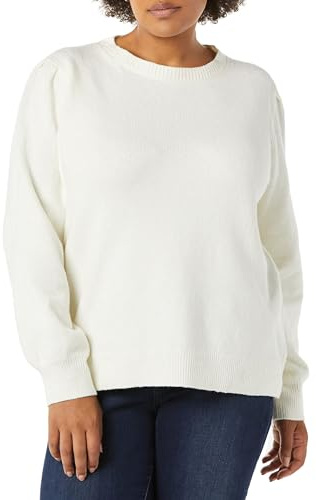 Amazon Essentials Women's Soft Touch Pleated Shoulder Crewneck Jumper