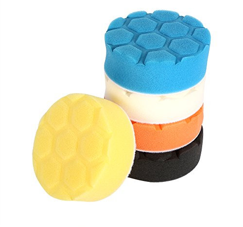 EVGATSAUTO Car Foam Drill Buffing Pad 5pcs 3 4 5 6 7 Inch Buffing Sponge Polishing Pad Hand Tool Kit for Car Polisher Wax