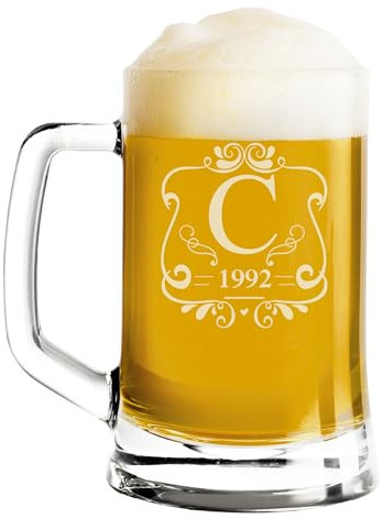 fashwork Boccale da Birra PERSONALIZZATO 50 cl inciso con Nome Frasi Anno Anni Compleanno Idea Regalo PERSONALIZZABILE Papà Nonno Zio Padrino Natale SanValentino