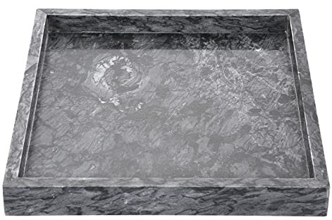 SUMNACON Plateau de service en marbre - Plateau à bijoux pour salle de bain, cuisine, rangement, articles de toilette, bijoux, décoration de la maison - Noir - 25 cm