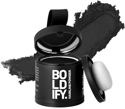 BOLDIFY Retocador de raíces en polvo – Cubre Canas Mujer y Hombre 24 Horas – Maquillaje Capilar Resistente al agua, No Mancha 10g (Negro)
