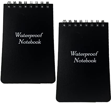 2 x wasserdichtes Notizbuch, 7,6 x 12,7 cm, Polizei-Notizblock, Schreiben im Regen, Allwetter-Notizblock mit Einband