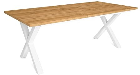 Skraut Home - Table à Manger | 10 Personnes | 200 | Robuste et Stable grâce à sa Structure et aux Pieds Solides | Idéal pour Les rassemblements de Famille | Chêne | Style Industriel