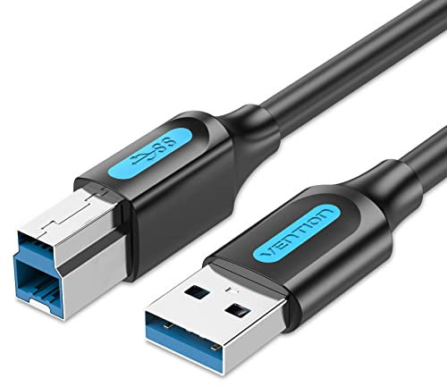 VENTION Printer Cable 2m USB 3.0 Type A Male to B Male Lead Scanner Cord USB Printer Cable Compatible with HP/Epson/Dell/Canon/Lexmark/Xerox/Brother/Samsung etc.