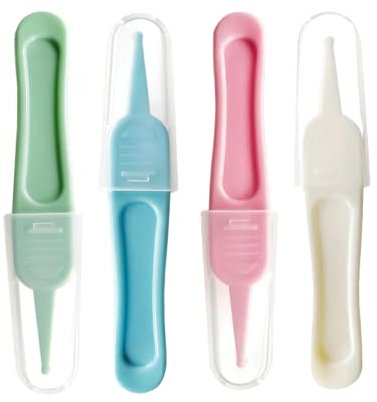 Pinzas de Nariz de Bebé, 4 Piezas Pinzas de Limpieza Nasal para Bebés, Pinzas de Plástico de Cabeza Redonda, Clip de Limpieza de Nariz, para el Cuidado de la Nariz