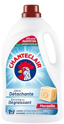 Chanteclair - Lessive Liquide Concentrées Marseille, Enrichie au Dégraissant, Ultra Détachantes et Efficaces aussi à Froid, 40 lavages - 1800 ml