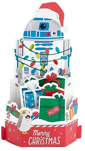 Hallmark Carte de Noël Pop Up 3D Star Wars R2D2 en papier musical