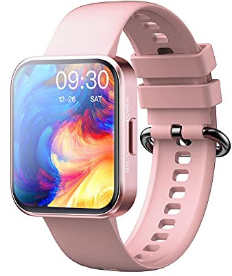 MISIRUN Smartwatch Damen Herren, 1,71 Touchscreen Fitnessuhr mit SpO2-Überwachung Pulsuhr Schlafmonitor Schrittzähler Uhr 20+Sportmodi IP68 Wasserdicht Sportuhr für Android iOS（rosa）