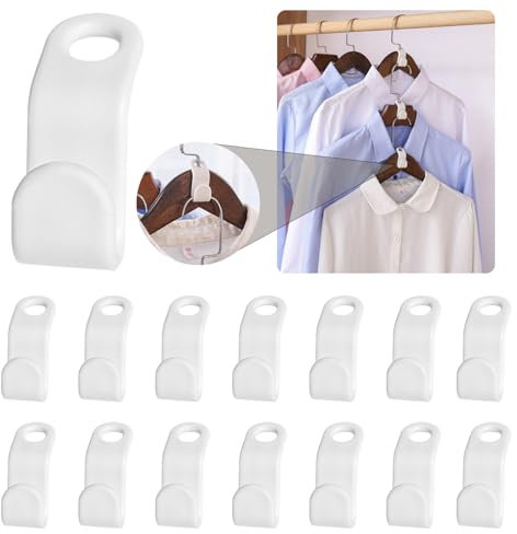 Tchsrim 100 Stück Kleiderbügel Platzsparend,Kleiderbügel Haken Platzsparende Kleiderbügel Verbindungshaken Mehrfach Kleiderbügel für Kleiderbügel Accessoires Organizer Kleiderschrank (Weiß)