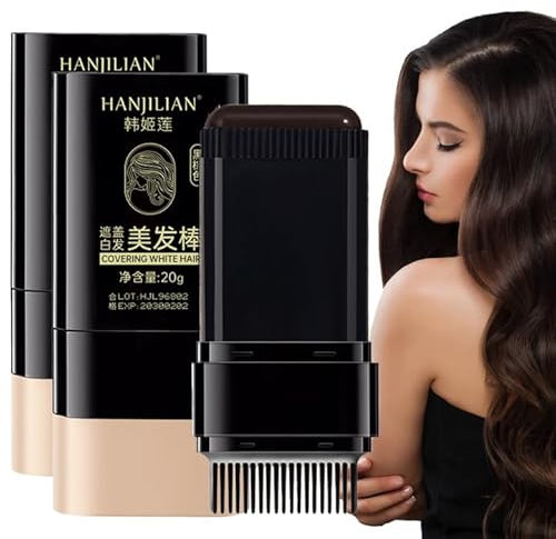 2 Stück Haarfärbekamm,Ansatzpuder Dunkelbraun,Haaransatz Puder,Haaransatz Kaschieren,Haaransatz Kaschieren,Werkzeug Zur Grauhaarabdeckung für Damen und Herren(40g, Dark Brown)