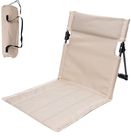 Vartegas Strandmatte mit Rückenlehne, Tragbare Strandliege Klappbar Leicht, Gepolsterte Strandmatte Klappbar mit Griff, Antifouling Dauerhaft, für Strand Garten Terrasse Camping Park (Kurz-Beige)