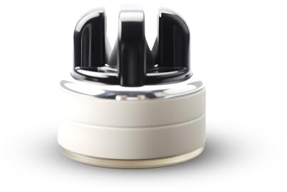 Affilatore Professionale con Ventosa - Affilacoltelli con Sistema a V in PET, Acciaio Inox e Ceramica per Coltelli da Cucina e Forbici (Bianco+Nero)