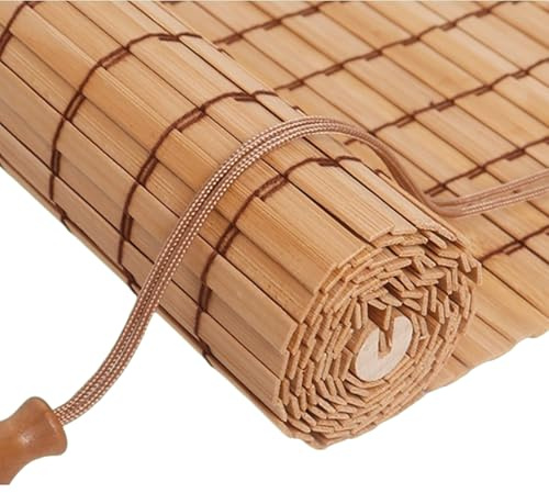 20 styles Customized Bamboo Blinds, Natural Wooden Window Decorative Curtain, Sunscreen Drape for Windows, for Partition Tea room Office Study Wall Decoration (H)