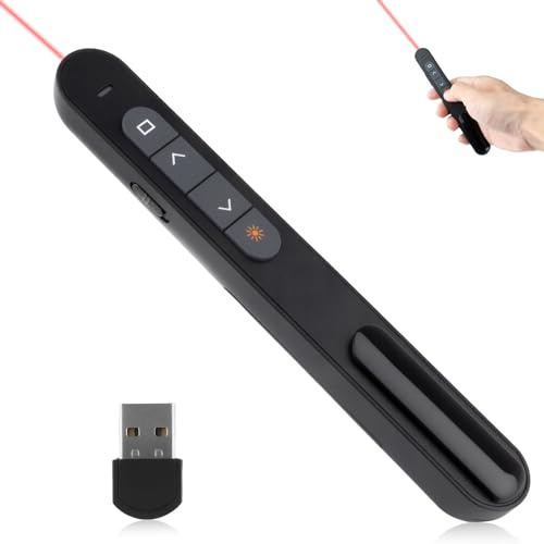Presentation Clicker for PowerPoint Remote, Rechargeable PowerPoint Clicker 328FT Wireless Presenter Remote 2.4GHz USB Hyperlink Volume Presentation Clicker for Computer Laptop Mac(Black)