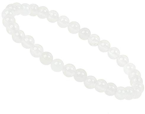 ELEDORO Stretch Armband aus echten Edelstein-Perlen (6mm) – Perlenarmband für stilvolle Eleganz (Achat weiß)