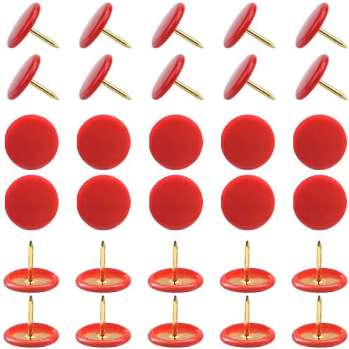 Yosawo 150 Stück Bunt Reißnägel Reißzwecken Runde Pins Thumbtacks für Korktafel dekorative Pinnwand Bürokarte (Rot)