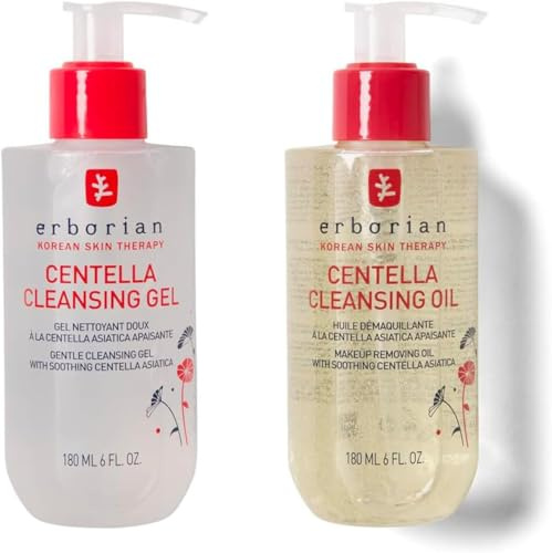 Erborian - Centella Cleansing Gel + Oil - Gel Nettoyant Doux pour Visage + Huile Démaquillante Pour Visage à la Centella Asiatica - Tous Types de Peaux - Soin Cosmétique Coréen - 180ml