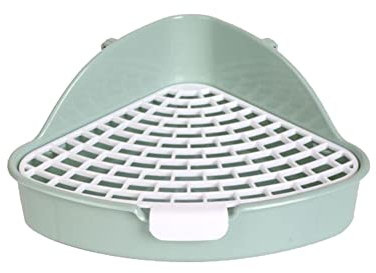 Haustier-Töpfchen, Haustier-WC für kleine Tiere, Eck-WC, Katzenstreu, Toilette, Kleintiere, Dreieck, WC, Töpfchentrainer, Hamster, Kaninchen-Toilette, Eck-Tier-WC für kleine Tiere (grün)