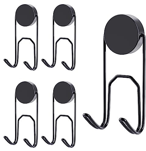 MOGADEE® Magnethaken, 4 Stück Magnethaken Schwarz Extra Stark für Küche, Gadgets, Schlafzimmer, Schließfächer, Büro， Kühlschränke, Aufhängen Dekorative Lichter, Grill, Gartenwerkzeugen - 25G