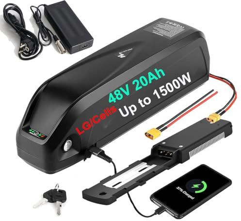 48V Batterie de vélo électrique pour 1500W 1000W 750W - Lithium Batterie for Mid Drive et Kit de Conversion Ebike de moyeu arrière(litio Batterie Ebike)(5 épingles)