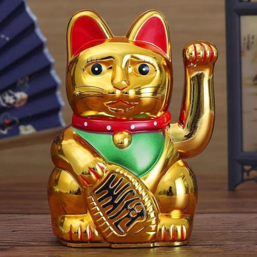 Gato de la suerte con ondulación, 5 pulgadas Rifeng Electric Waving Lucky Cat Treasurer Nueva Apertura de la Tienda, Decoración China de Feng Shui para Tiendas, Restaurantes, Habitaciones