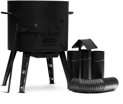 Uchag Ø 36 mm Acier Utschak avec conduit de cheminée Utschag Four de camping Chaudière Cheminée Cuisine d'extérieur Four à ragoût Canon à goulasch