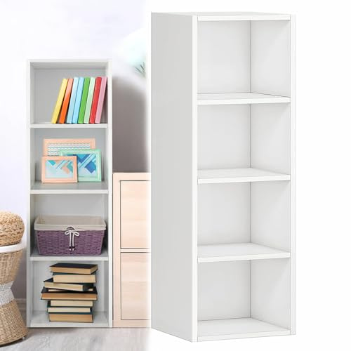 Yiyai Cube Storage Unit - 2/3/4/5 Tier Wooden Bookcase White Cube Display Stand Open Book Shelf Storage Shelving Unit for Office, Bedroom, Living Room, Kids Room