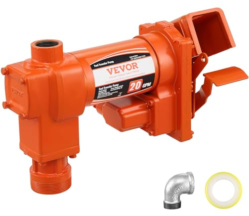 VEVOR Fuel Transfer Pump, 12V DC 20 GPM 1/4 HP, High Flow Cast Iron Gasoline Extractor Pump with Fuel Collection Box Design for Gasoline, Diesel, Kerosene, Ethanol & Methanol Blends, and Biodiesel