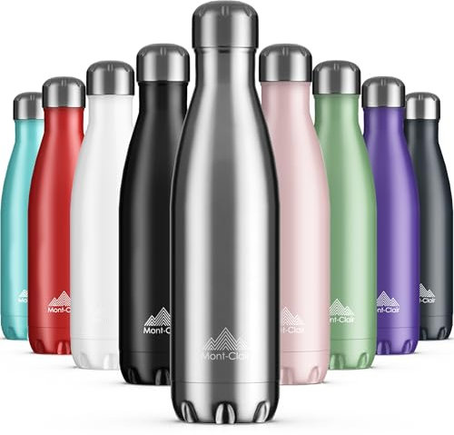 Mont-Clair Borraccia Termica 750ml in Acciaio Inox, Borracce Termiche - 12h di Bevanda Calda e 24h di Bevanda Fredda - Senza BPA, Bottiglia Acqua, Borraccia 750ml d'Argento
