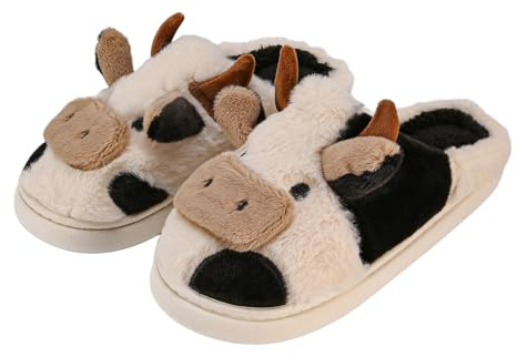 sharllen ko tofflor kvinnor män plysch fluffiga djur tofflor vinter varma tofflor gosa roliga halkfria hustofflor