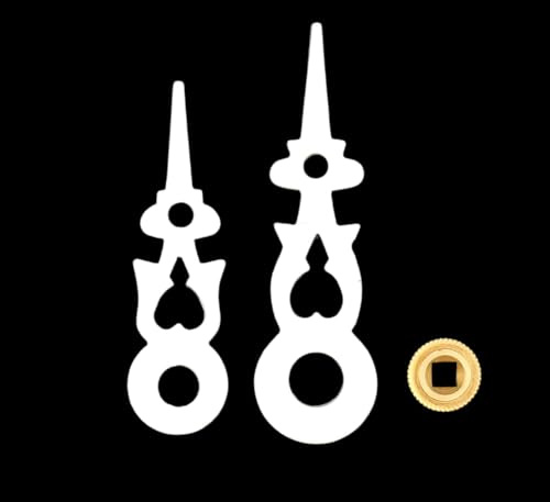 KD89 White Plastic Hands for Cuckoo Clocks in Various Sizes Available - with Brass Central Nut (31/36)