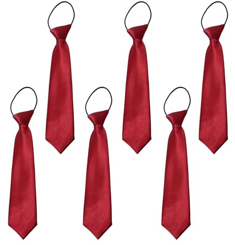 UILYNIU 6 Pièces Cravate Garçon Enfant, Cravates Pour Enfants De Couleur Unie, Ajustable Cravates, Brillante Effet Soie, Cravate Noeud Pré-attaché pour Mariage, Remise de Diplôme, Formelles (Vin)