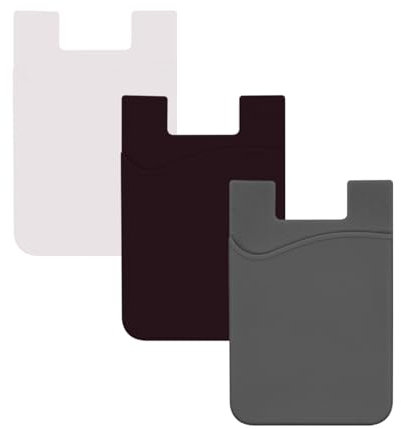 3 Piezas Tarjetero para móvil, Tarjetero para Pegar en la Parte Trasera, Funda para Tarjetas de Silicona, Tarjetero Adhesivo Funda Billetera para Teléfono