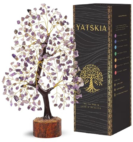Yatskia Amethyst Crystal Tree of Life, Gem Stones And Crystals, Crystals Gifts For Women, Gem Tree Desk Decor, Hippie Room Decor, Birthday Gifts For Women