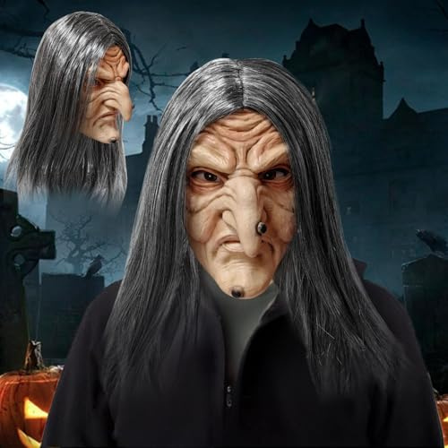 JIMACRO Maschera Vecchio Realistica, Maschera da Vecchio in LatticeMaschera Paurosa Halloween per Costume, Carnevale o Halloween, Accessorio per Costume da Favola