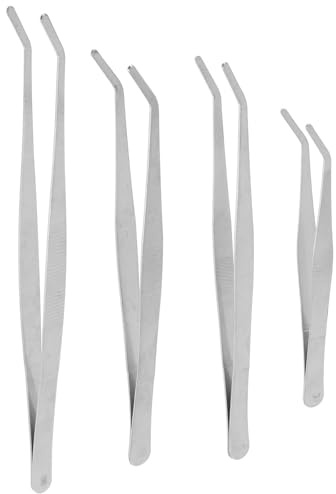 Levemolo 4 pièces Pince de Precision Pincétes succulentes Pincées en acier inoxydable Set outil bricolage pour petit jardinage et accessoire de cuisine 14cm 18cm 20cm 25cm