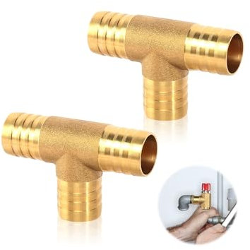 2 pièces Raccords de Tuyau en T en Laiton Tuyau Air Comprimé 19mm Raccord de Tuyau de Carburant 3 Voies pour Air Eau Huile Carburant, Air, Eau
