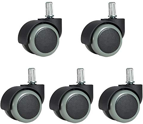 DLAZUM Ruote universali per sedie da Ufficio da 48 mm, Ruote per sedie girevoli in Poliuretano, rotelle per Pavimenti duri, rotelle per mobili sostituibili, Doppia Ruota, Stelo,A