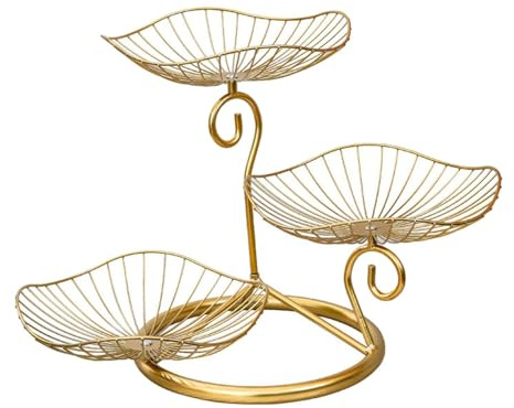 Qianly Frutero de Alambre Soporte para Verduras Y Organizador de Cocina con 3 Niveles de Gran Capacidad Adecuado para La Encimera Y Mesa de C, Oro, Individual