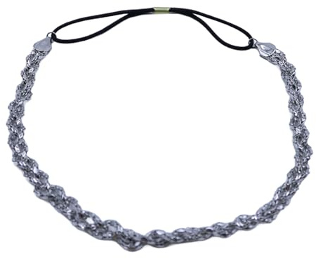 Durlo Silverfärgad huvudbonad, boho huvudbonad med glittrande strass, glittrande silverfärgad strass huvudkedja för brudtärnor, bröllopsfest