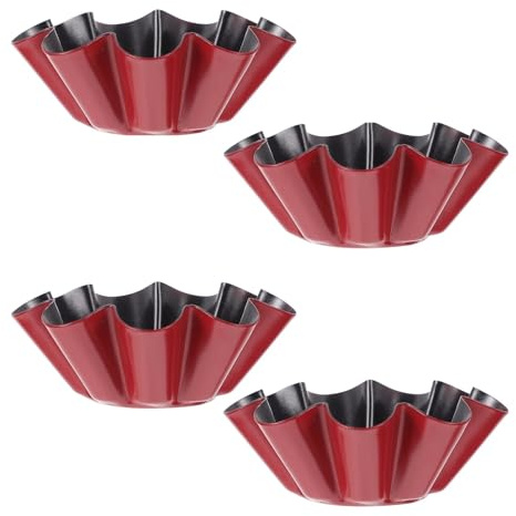 UALXPAO Carbon Steel Egg Tart Mould 4 Pcs Flower Shaped Egg Tart Mold Cookie Stencils Carbon Steel Baking Paper Cup Mini Tartlet Moulds