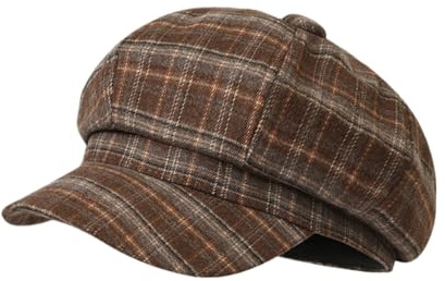 AMateschitz Skärmmössa män och kvinnor, varm ballongmössa med skärm, rutig vintermössa, vintage skärmmössa, vinter, basker mössa, åttanktangel, nysboy-keps, retro, tallriksmössa för fest, kaffe, one