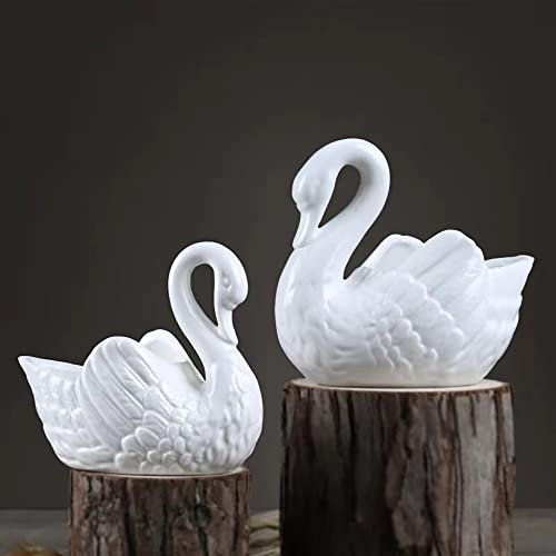 XESAGSNV 2pcs Swan Shaped Flowerpot, High Temperature White Porcelain Kiln Transformed Into Ceramic Fleshy Flowerpot, Excellent Decor