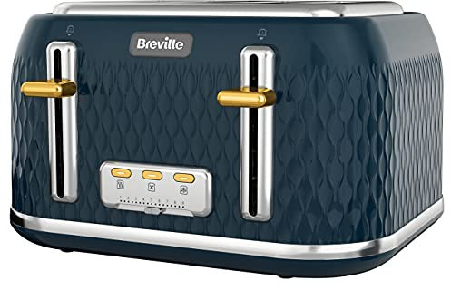 Breville Curve 4-Slice Toaster with High Lift and Wide Slots | Navy & Gold [VTT965]