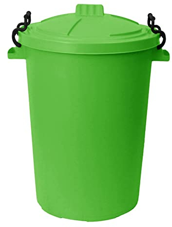 JMS we create smile 50L 50 Litre Heavy Duty Plastic Clip Lock Lid Bin - Single Bin - for Indoor or Outdoor Use for Collection of Rubbish, Waste or Storage of Animal (Lime Green)